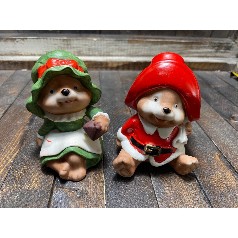 HOMCO #5600 Christmas Bears Figurines Lot of 2